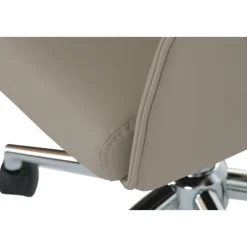 Silla de Oficina Beige con Asiento y Respaldo en PU y Ruedas Metálicas MB-222428