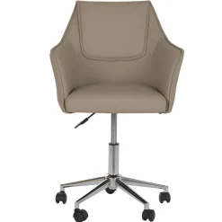 Silla de Oficina Beige con Asiento y Respaldo en PU y Ruedas Metálicas MB-222428
