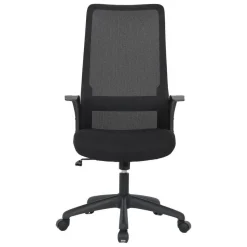 Silla de Oficina con Ruedas Tapizada en Tela y Rejilla Negra MAR