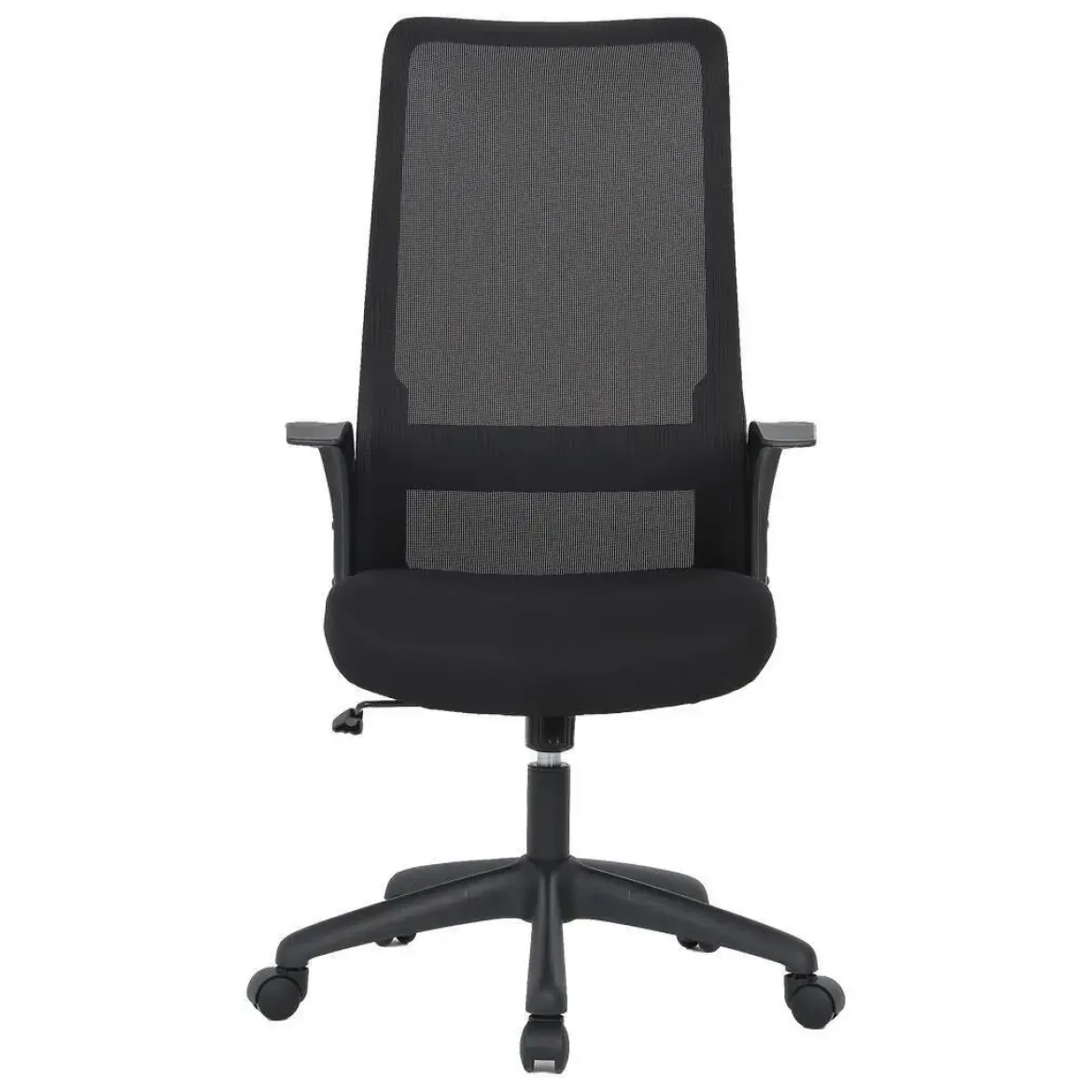 Silla de Oficina con Ruedas Tapizada en Tela y Rejilla Negra MAR