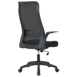 Silla de Oficina con Ruedas Tapizada en Tela y Rejilla Negra MAR
