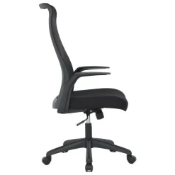 Silla de Oficina con Ruedas Tapizada en Tela y Rejilla Negra MAR