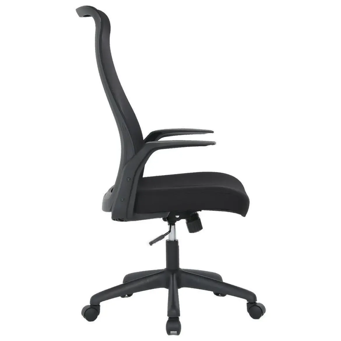 Silla de Oficina con Ruedas Tapizada en Tela y Rejilla Negra MAR