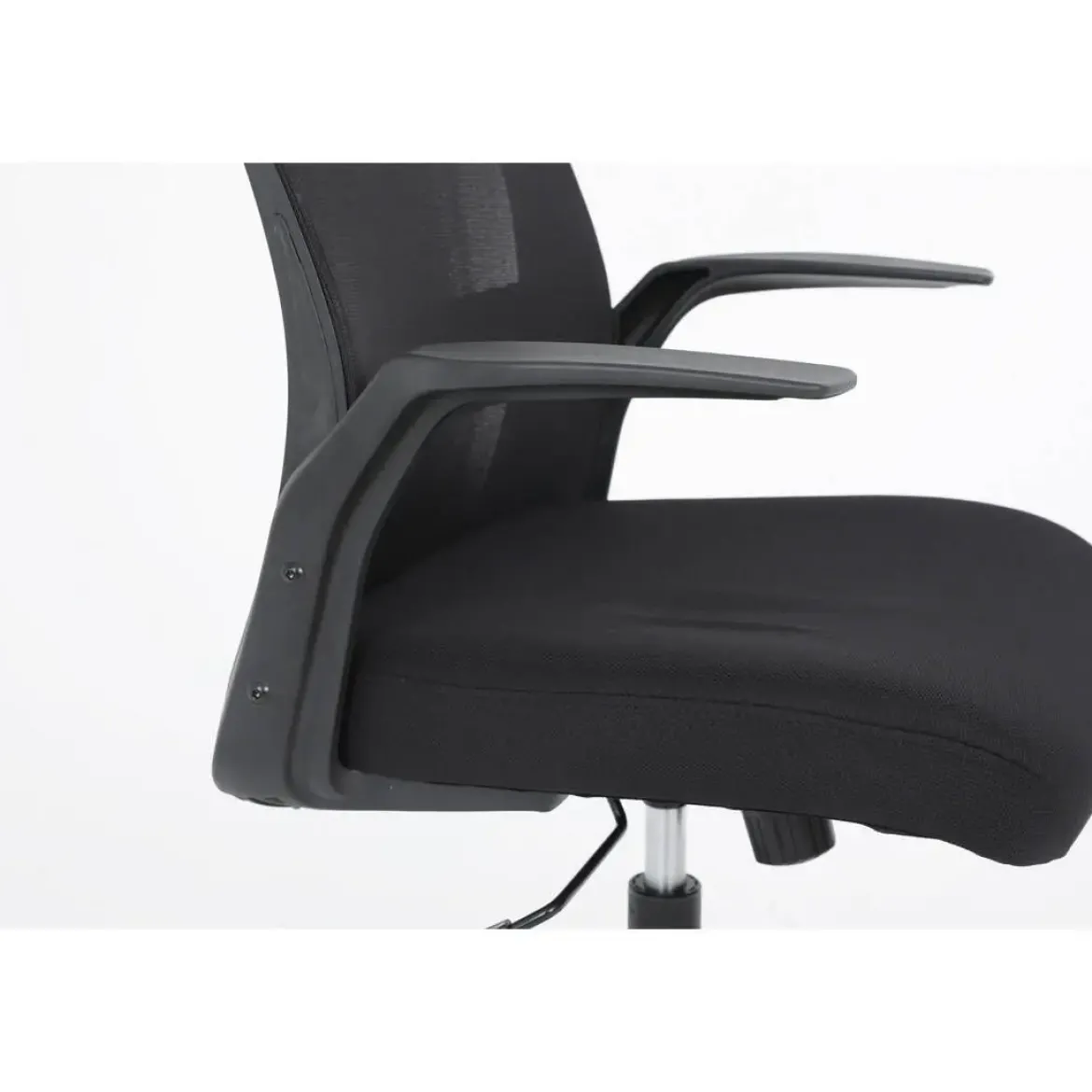 Silla de Oficina con Ruedas Tapizada en Tela y Rejilla Negra MAR