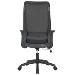 Silla de Oficina con Ruedas Tapizada en Tela y Rejilla Negra MAR