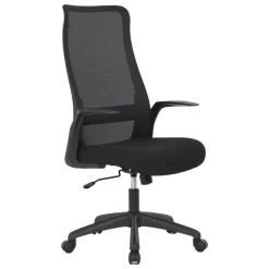 Silla de Oficina con Ruedas Tapizada en Tela y Rejilla Negra MAR