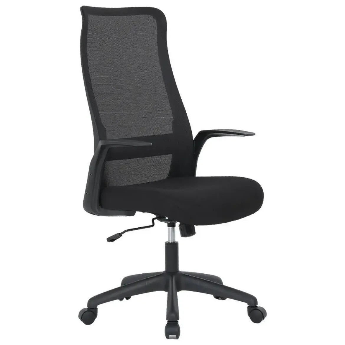 Silla de Oficina con Ruedas Tapizada en Tela y Rejilla Negra MAR