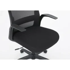 Silla de Oficina con Ruedas Tapizada en Tela y Rejilla Negra MAR