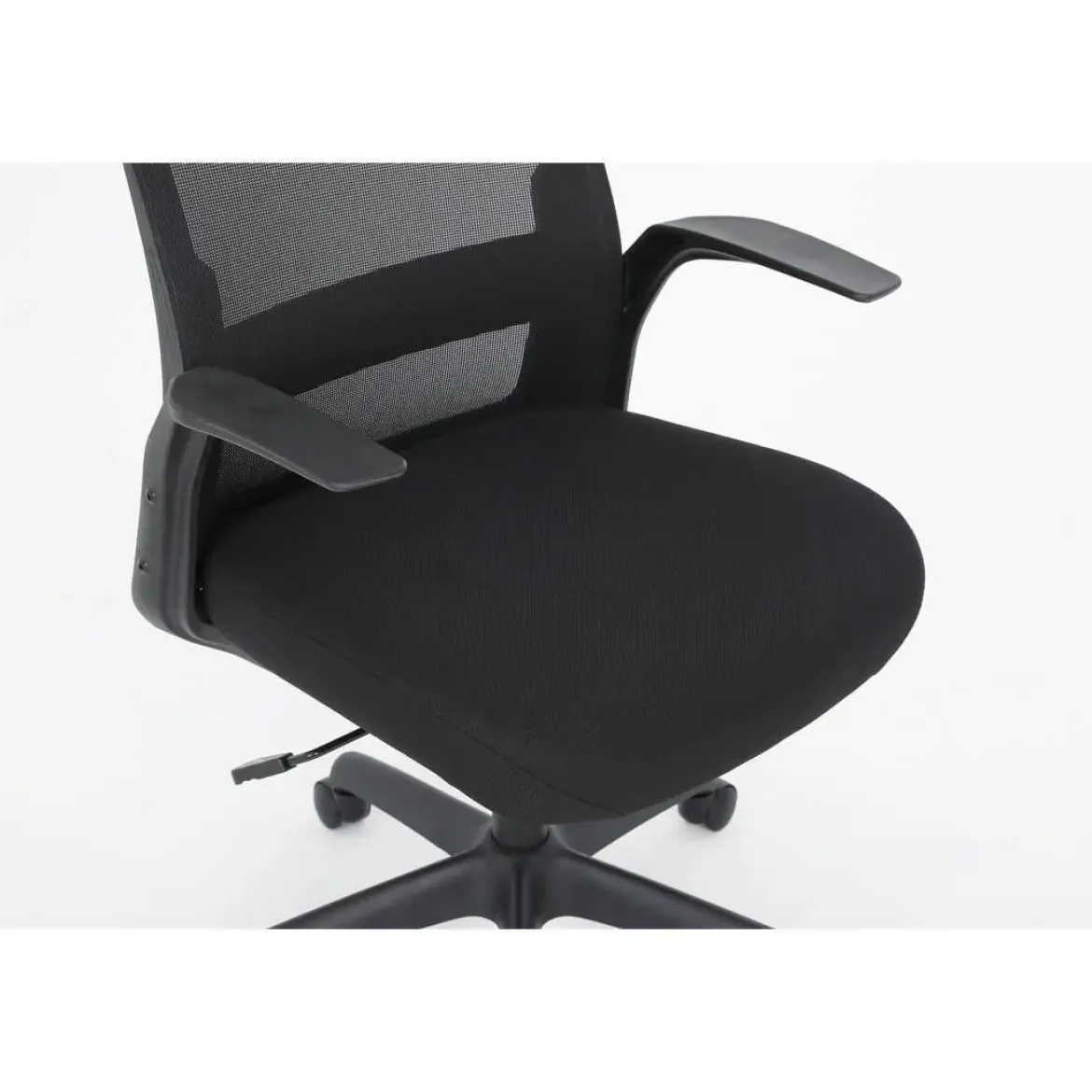 Silla de Oficina con Ruedas Tapizada en Tela y Rejilla Negra MAR