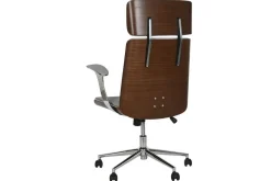 Silla de Oficina en Madera y PU Gris con Ruedas y Reposabrazos Metálicos de 108,5 cm MB-215932