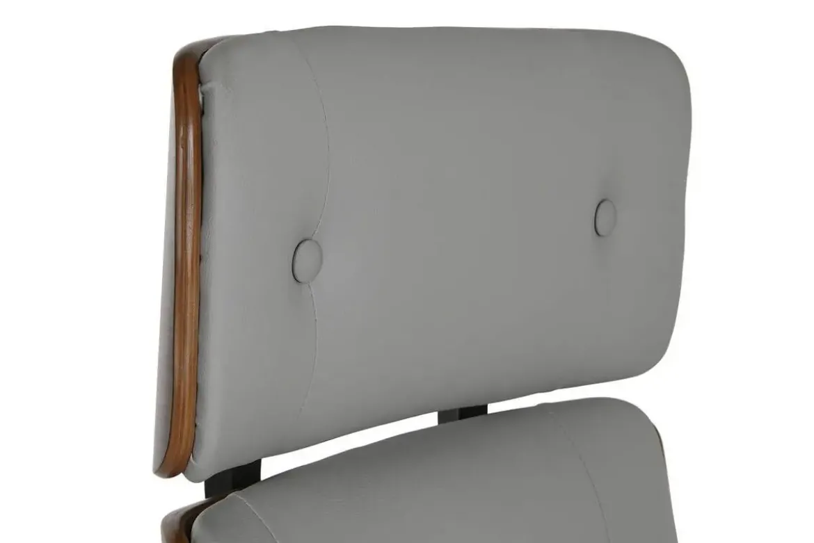 Silla de Oficina en Madera y PU Gris con Ruedas y Reposabrazos Metálicos de 108,5 cm MB-215932