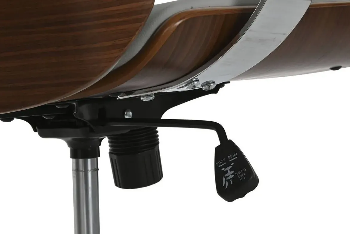 Silla de Oficina en Madera y PU Gris con Ruedas y Reposabrazos Metálicos de 108,5 cm MB-215932