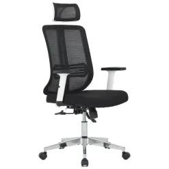 Silla de Oficina Ergonómica Tapizada en Rejilla Negra NEPTUNO