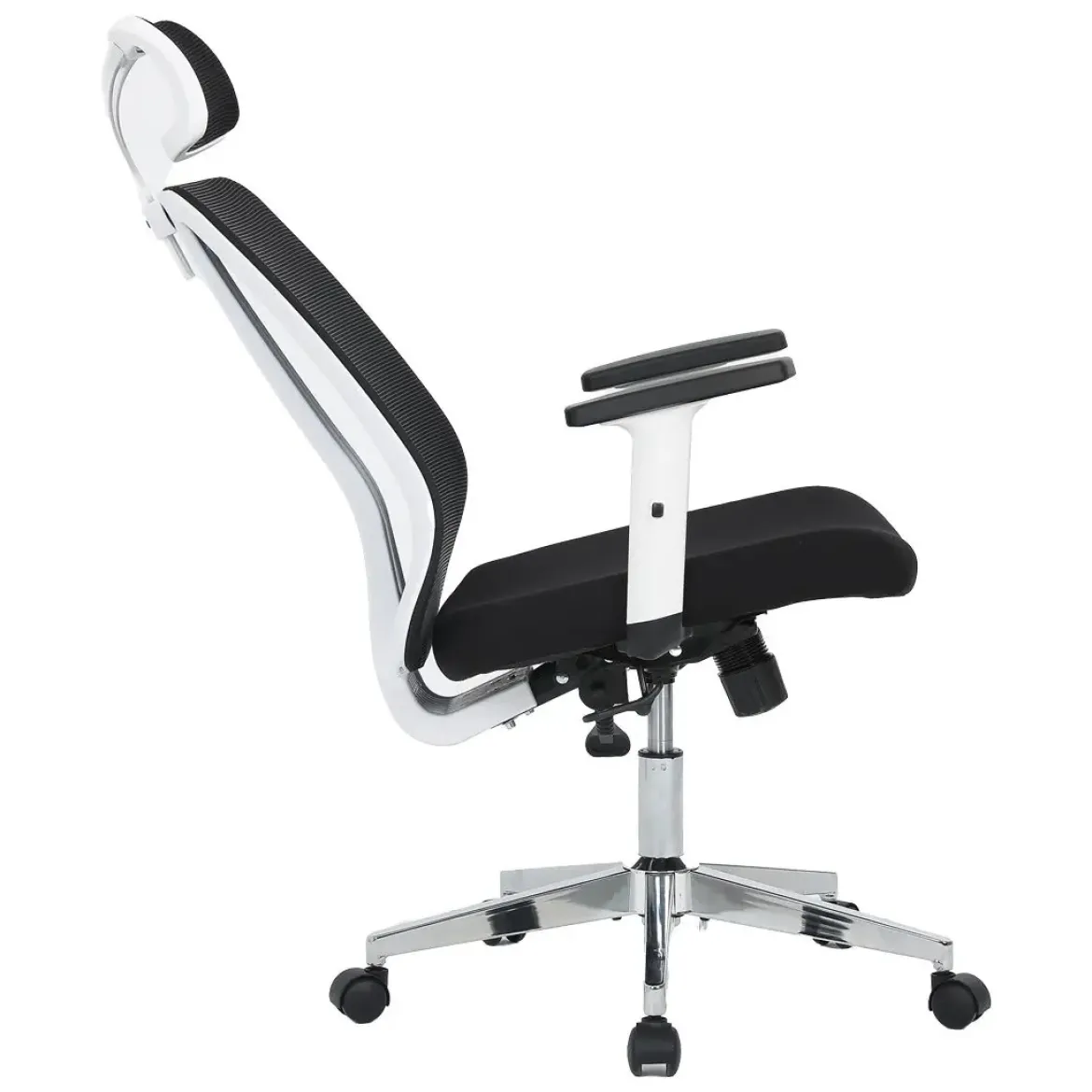 Silla de Oficina Ergonómica Tapizada en Rejilla Negra NEPTUNO