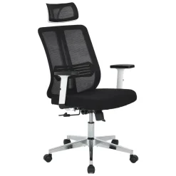 Silla de Oficina Ergonómica Tapizada en Rejilla Negra NEPTUNO