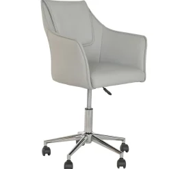 Silla de Oficina Gris con Asiento y Respaldo en PU y Ruedas MetálicasMB-222427