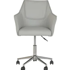 Silla de Oficina Gris con Asiento y Respaldo en PU y Ruedas MetálicasMB-222427