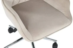 Silla de Oficina Tapizada en Poliéster Crema con Ruedas MB-208355