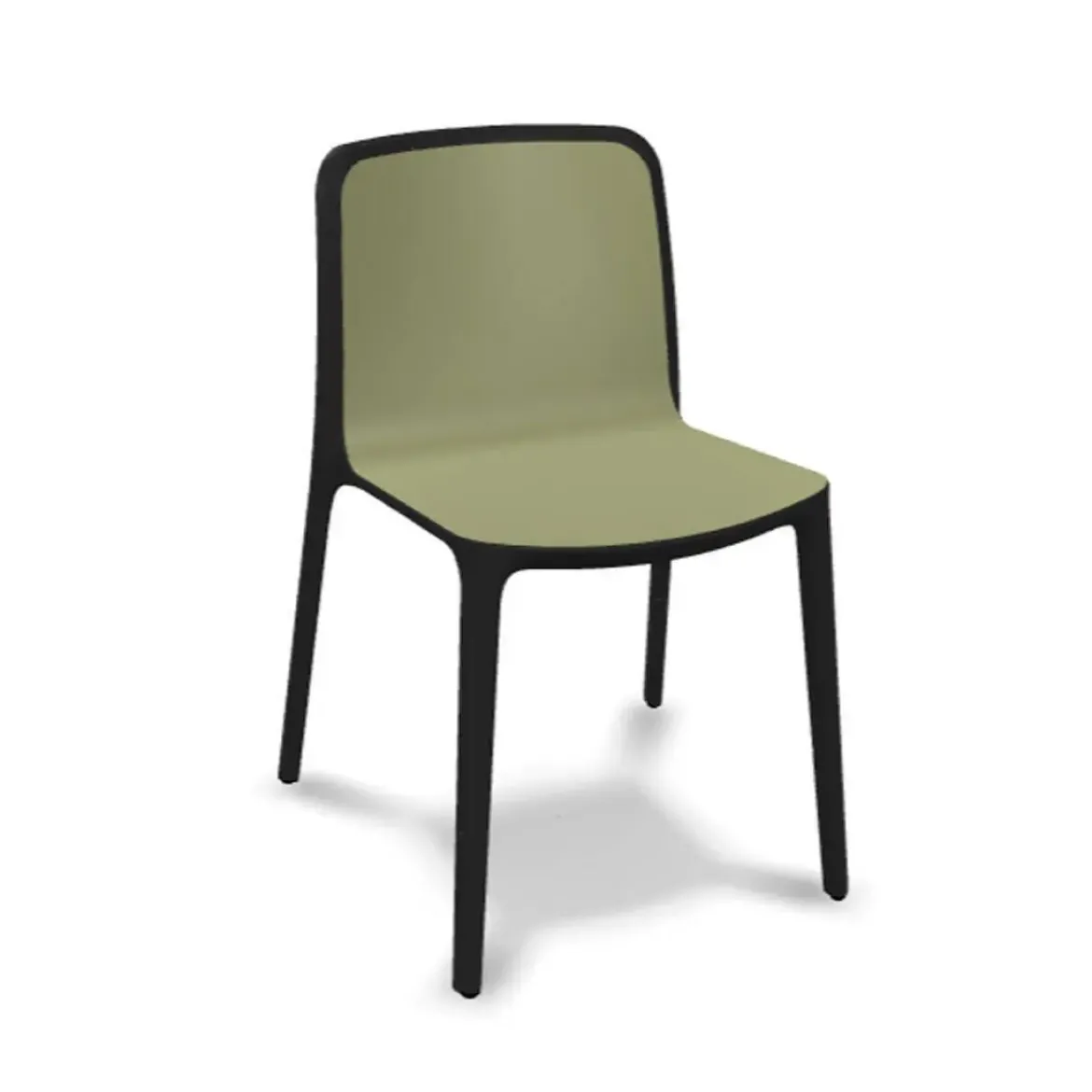 Silla de Polipropileno de Color Verde Oliva y Patas Negras BIKA SBK40