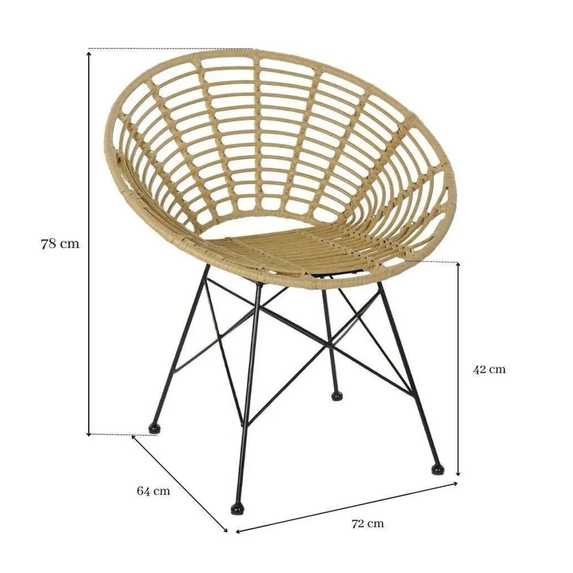 Silla de Ratán Sintético en Color Natural MB-166561