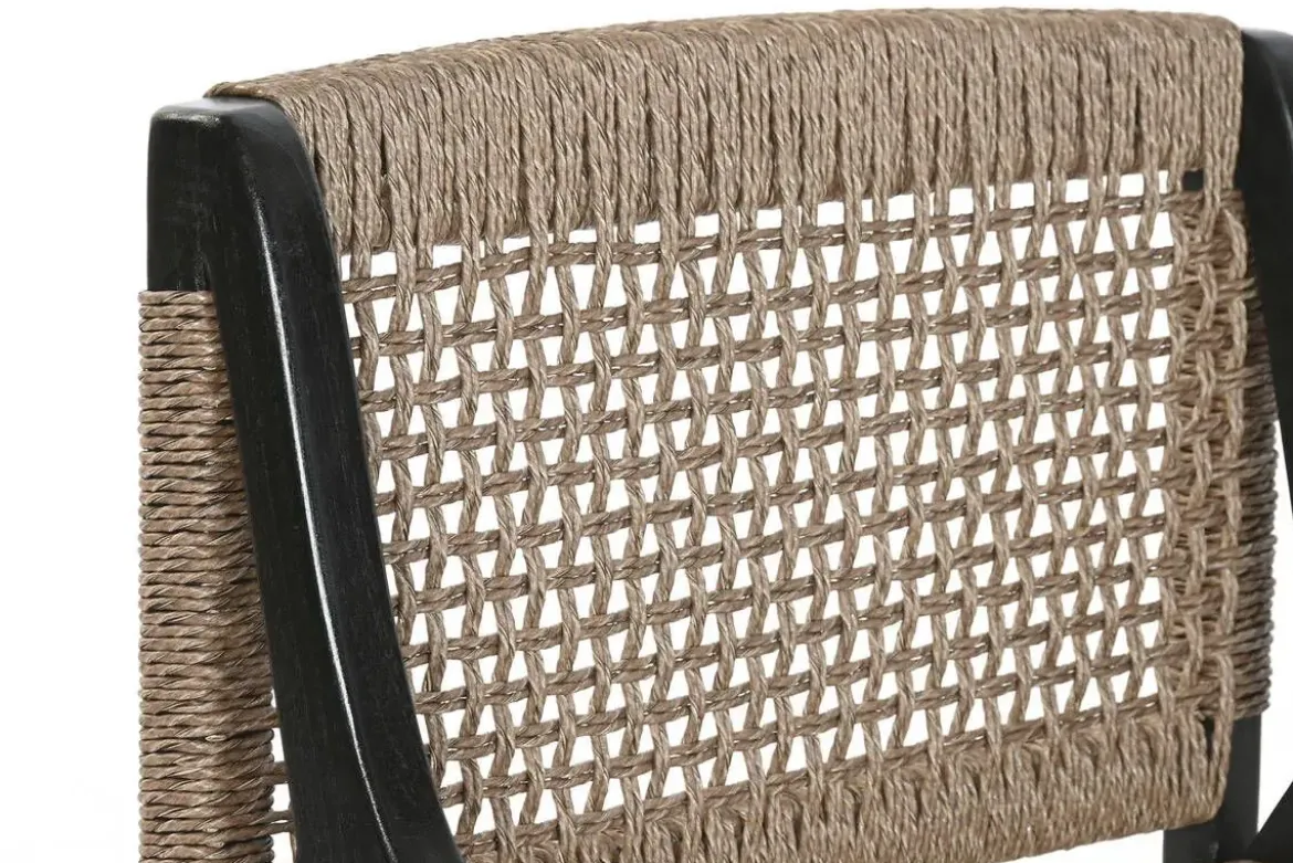 Silla de Teca y Fibra Sintética Negra MB-221571