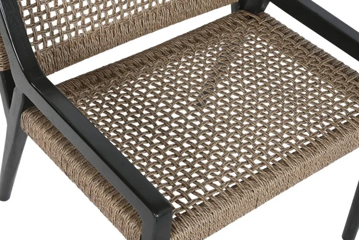 Silla de Teca y Fibra Sintética Negra MB-221571