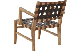Silla de Teca y Piel Trenzada Marrón MB-220080