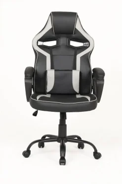 Silla Gaming de Polipiel Negra-Gris con Soporte Lumbar MARTE