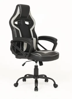 Silla Gaming de Polipiel Negra-Gris con Soporte Lumbar MARTE