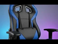 Silla Gaming de Polipiel Negra-Azul con Soporte Lumbar MARTE