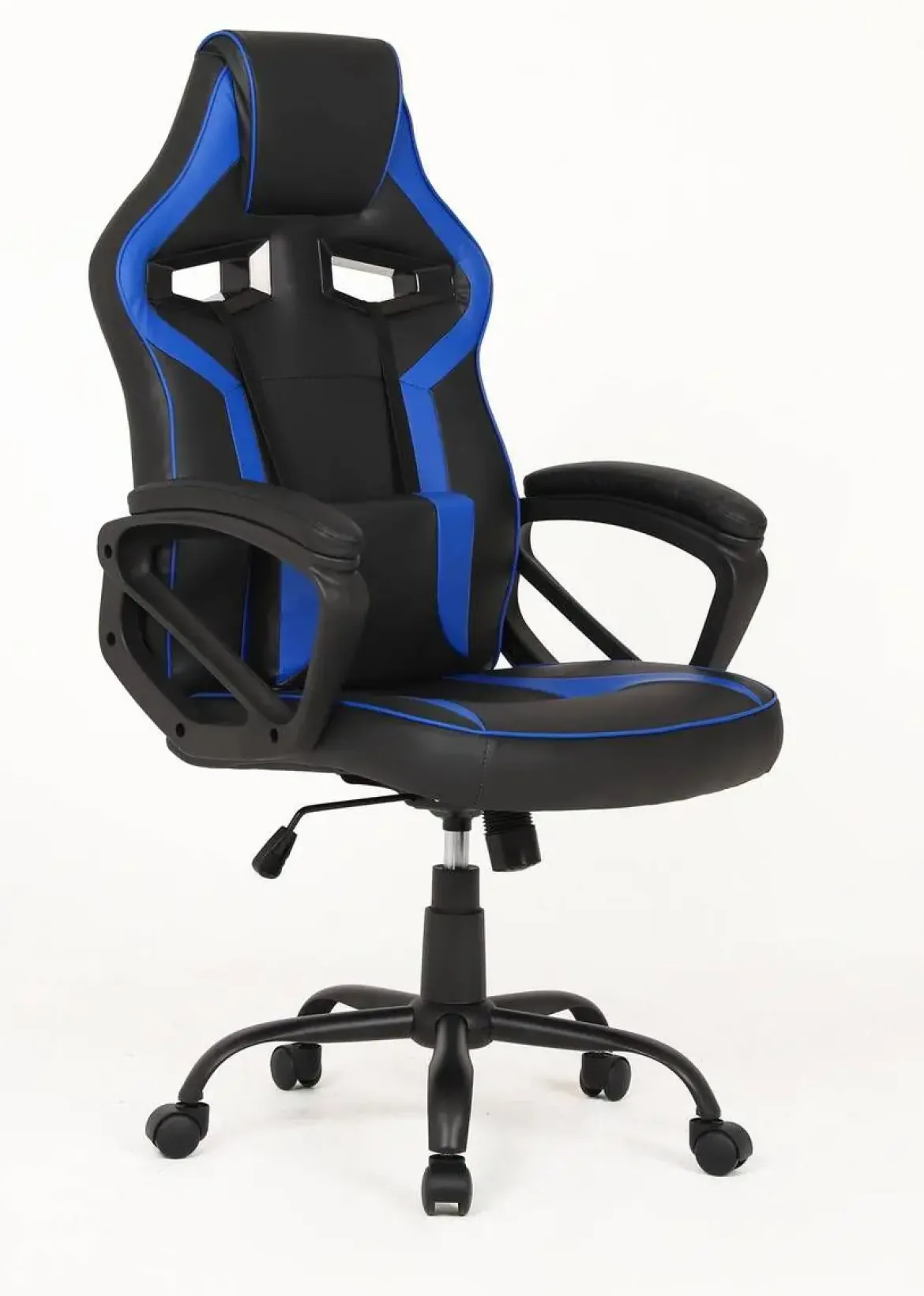 Silla Gaming de Polipiel Negra-Azul con Soporte Lumbar MARTE