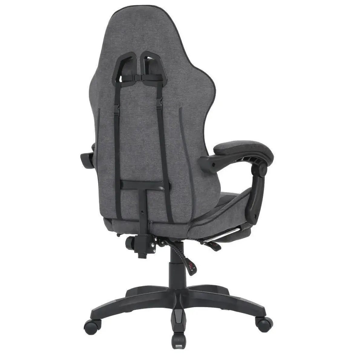 Silla Gaming Reclinable Tapizada en Poliester Gris y Negro URANO