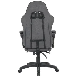 Silla Gaming Reclinable Tapizada en Poliester Gris y Negro URANO