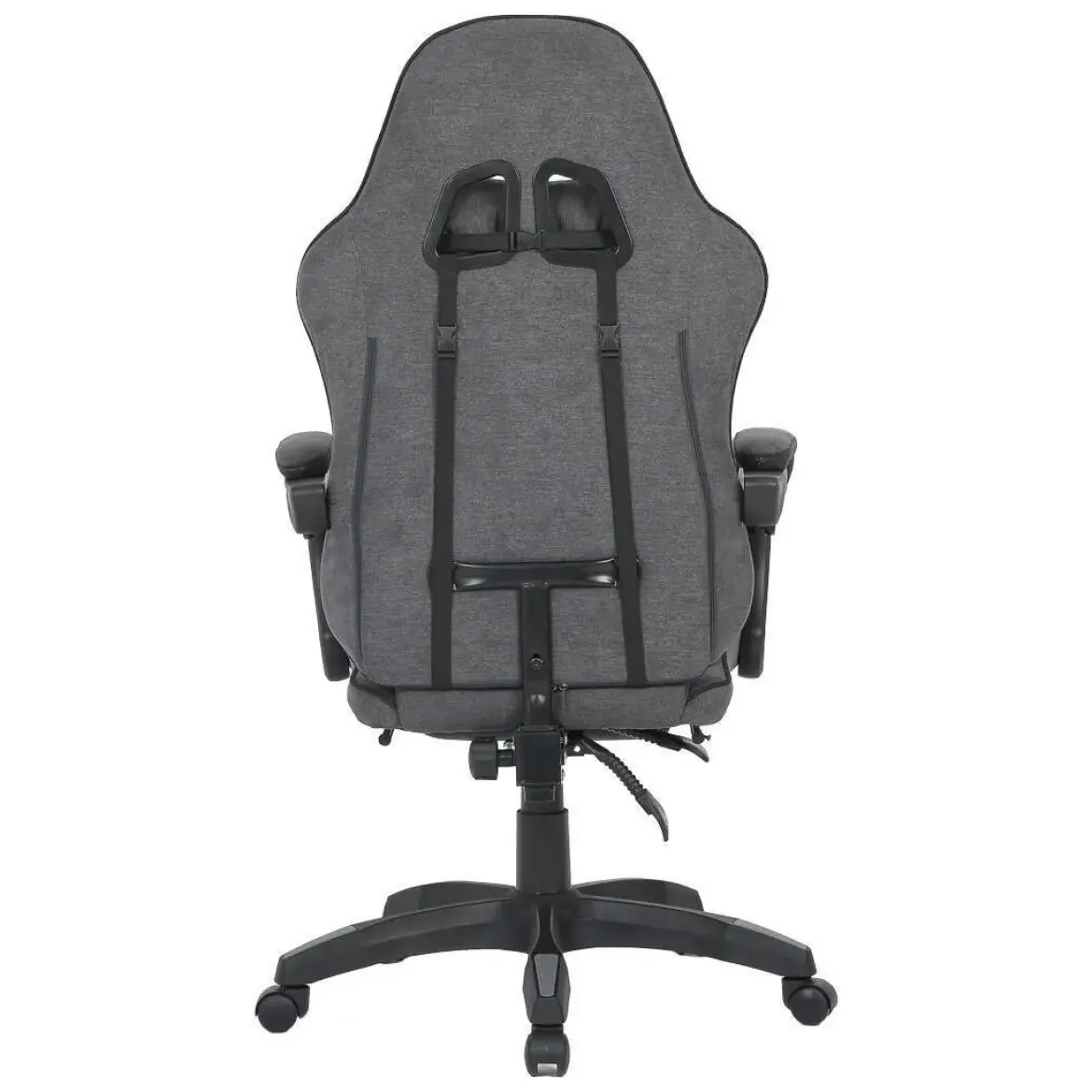 Silla Gaming Reclinable Tapizada en Poliester Gris y Negro URANO