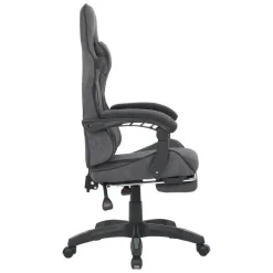 Silla Gaming Reclinable Tapizada en Poliester Gris y Negro URANO