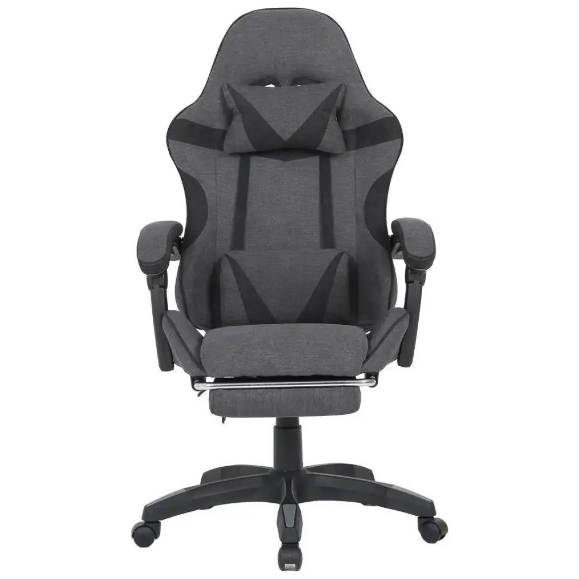 Silla Gaming Reclinable Tapizada en Poliester Gris y Negro URANO