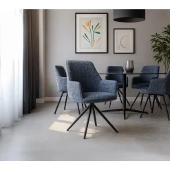 Silla Giratoria con Asiento Tapizado y Patas de Metal RAKEL