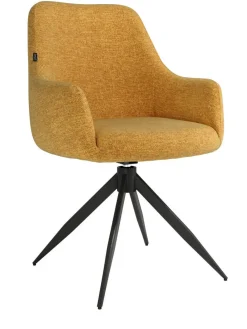 Silla Giratoria de 180° con Respaldo y Asiento Tapizados y Patas de Metal MONTREAL