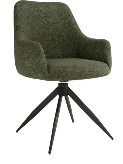 Silla Giratoria de 180° con Respaldo y Asiento Tapizados y Patas de Metal MONTREAL
