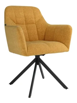 Silla Giratoria de 180° con Respaldo y Asiento Tapizados y Patas de Metal BÉRGAMO