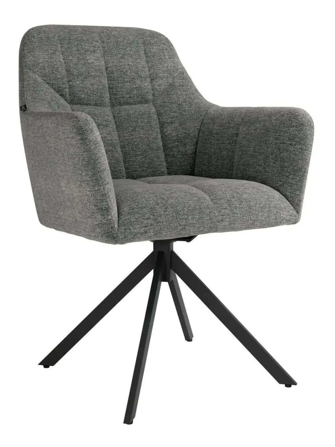 Silla Giratoria de 180° con Respaldo y Asiento Tapizados y Patas de Metal BÉRGAMO