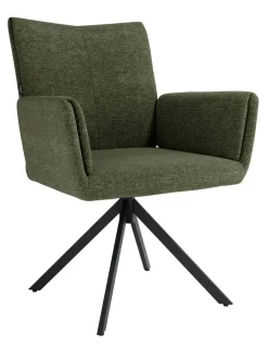 Silla Giratoria de 180° con Respaldo y Asiento Tapizados y Patas de Metal MODENA