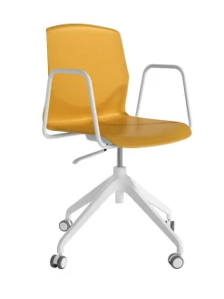 Silla Giratoria de Polipropileno con Patas de Plástico Nylon Blancas HOUSTON