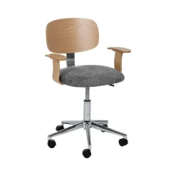 Silla Giratoria Gris-Natural con Respaldo en Roble y Base de Metal 612637