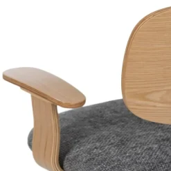 Silla Giratoria Gris-Natural con Respaldo en Roble y Base de Metal 612637
