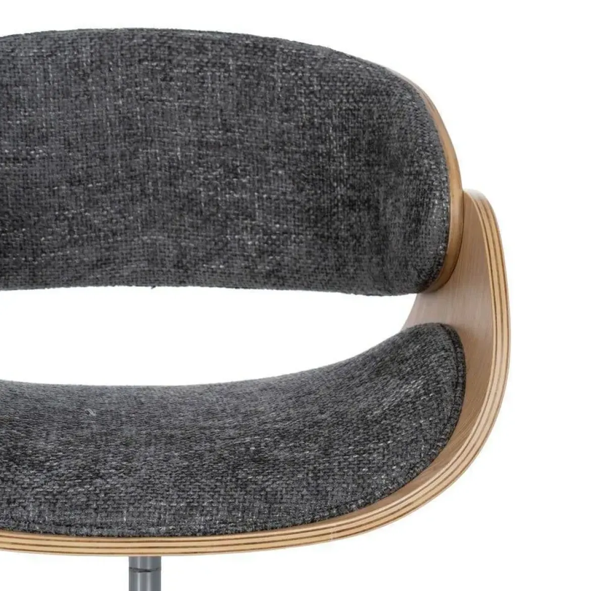 Silla Giratoria Gris-Natural con Patas de Nilón y Respaldo en Nogal 612639