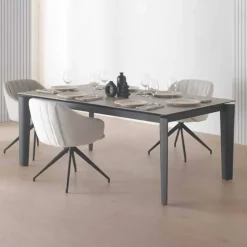 Silla Giratoria Tapizada en Chenilla con Patas de Metal GABAR