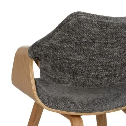 Silla Gris con Asiento Acolchado y Respaldo de Madera Natural 61 cm 612643