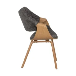 Silla Gris con Asiento Acolchado y Respaldo de Madera Natural 61 cm 612643