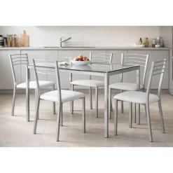 Silla Metálica de Cocina Tapizada en Polipiel